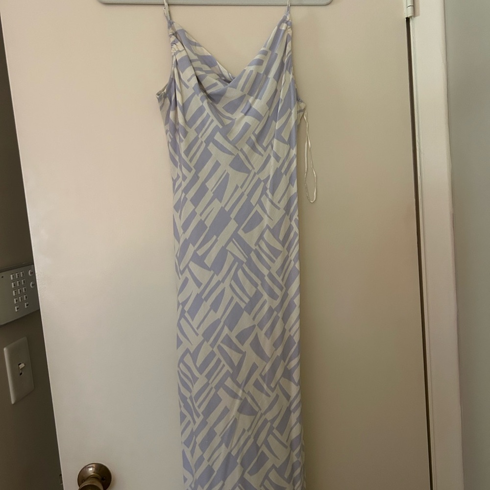 RVCA Blue and White Sleeveless Maxi Dress